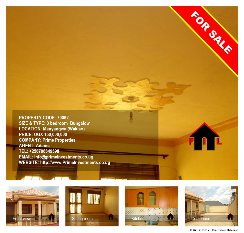 3 bedroom Bungalow  for sale in Manyangwa Wakiso Uganda, code: 70062