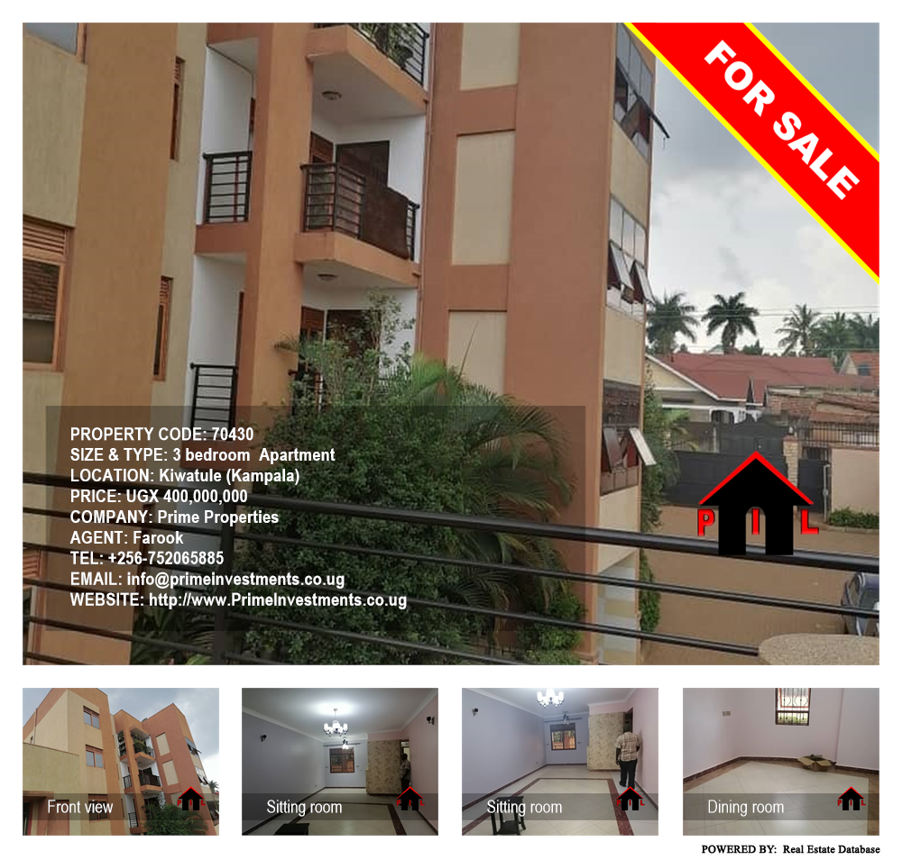 3 bedroom Apartment  for sale in Kiwaatule Kampala Uganda, code: 70430