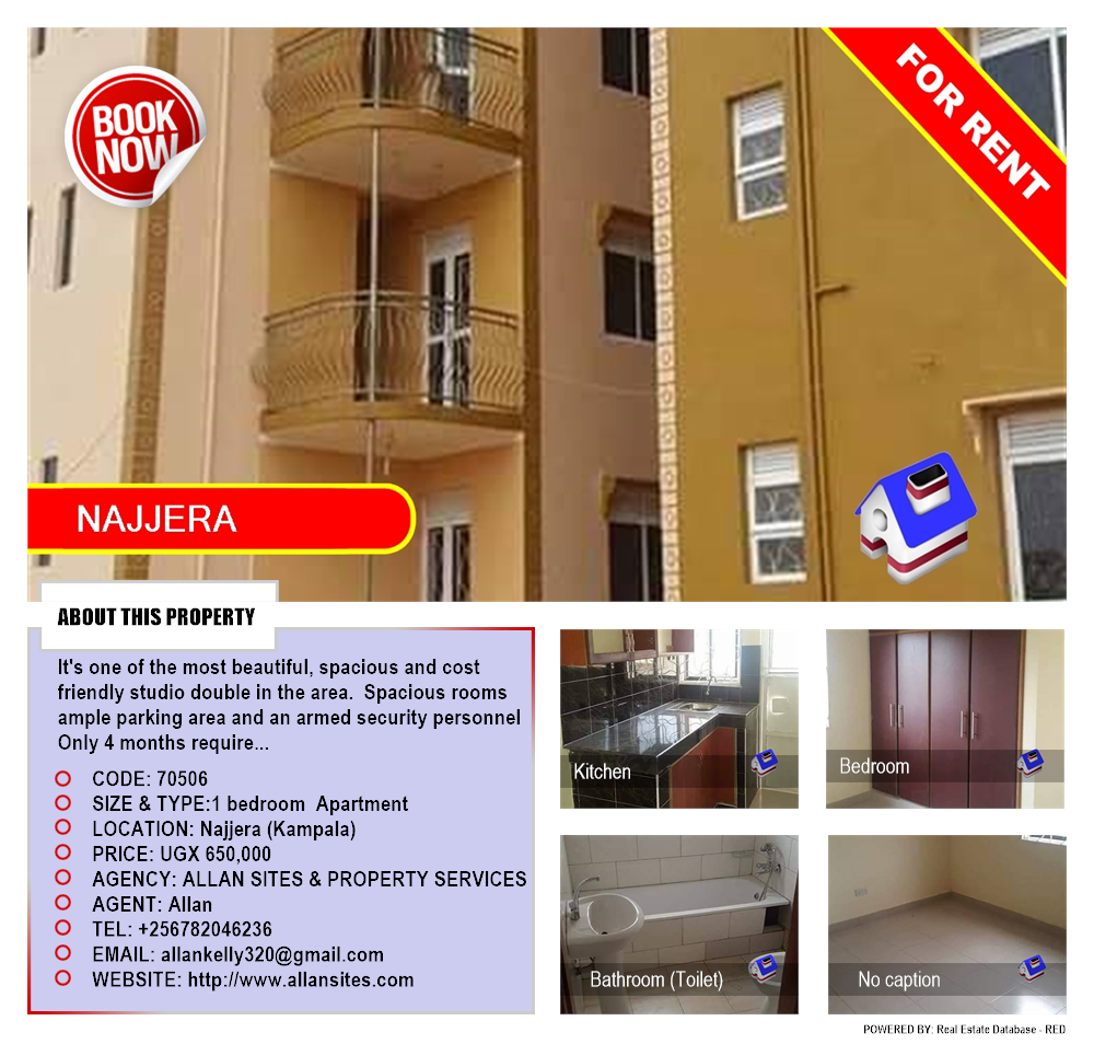 1 bedroom Apartment  for rent in Najjera Kampala Uganda, code: 70506