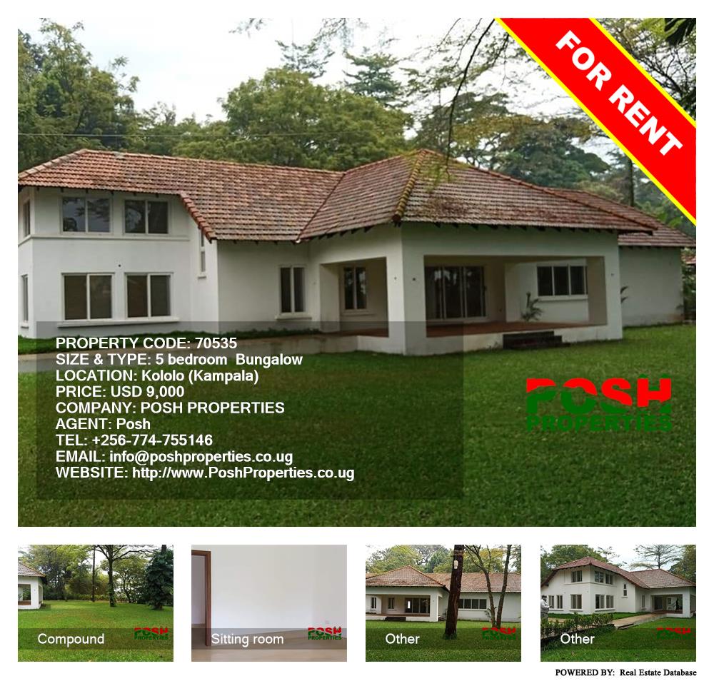 5 bedroom Bungalow  for rent in Kololo Kampala Uganda, code: 70535