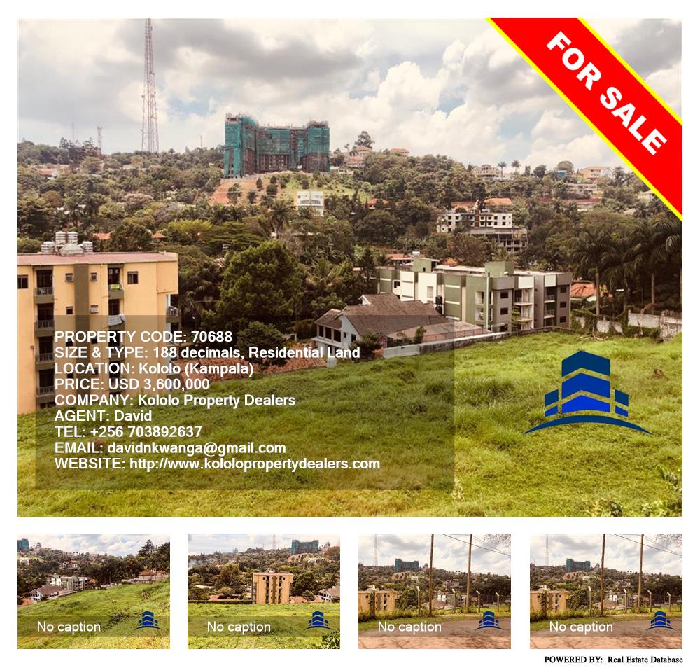 Residential Land  for sale in Kololo Kampala Uganda, code: 70688