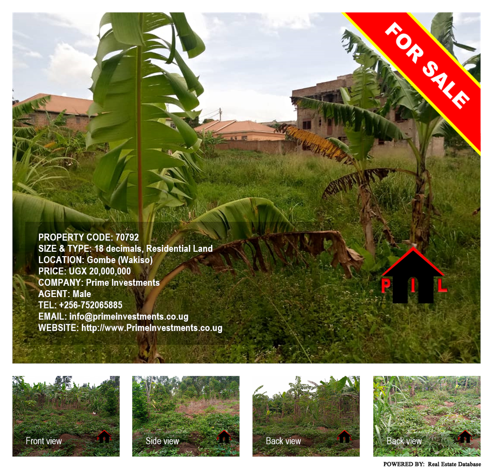 Residential Land  for sale in Gombe Wakiso Uganda, code: 70792