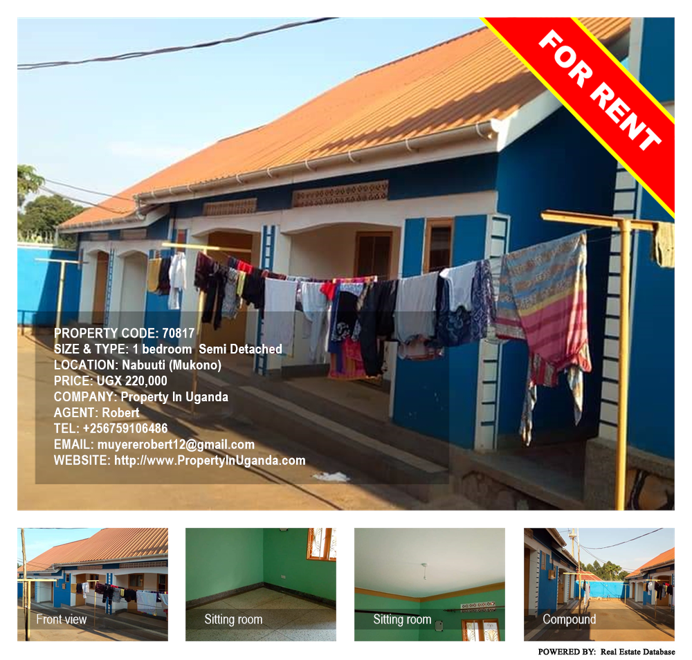 1 bedroom Semi Detached  for rent in Nabuuti Mukono Uganda, code: 70817