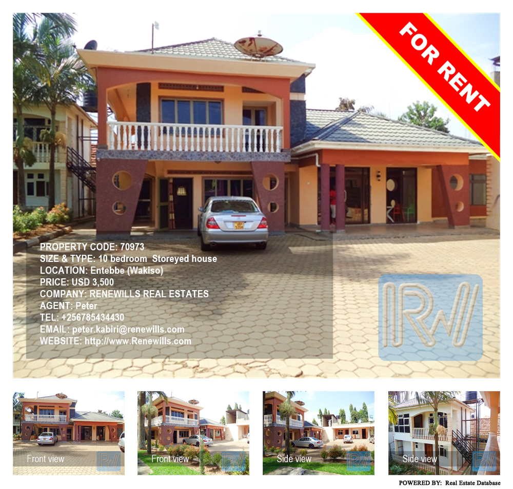 10 bedroom Storeyed house  for rent in Entebbe Wakiso Uganda, code: 70973
