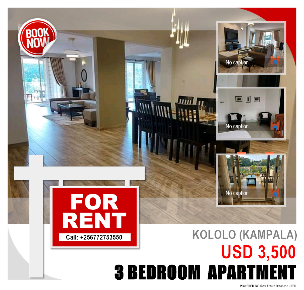 3 bedroom Apartment  for rent in Kololo Kampala Uganda, code: 71020