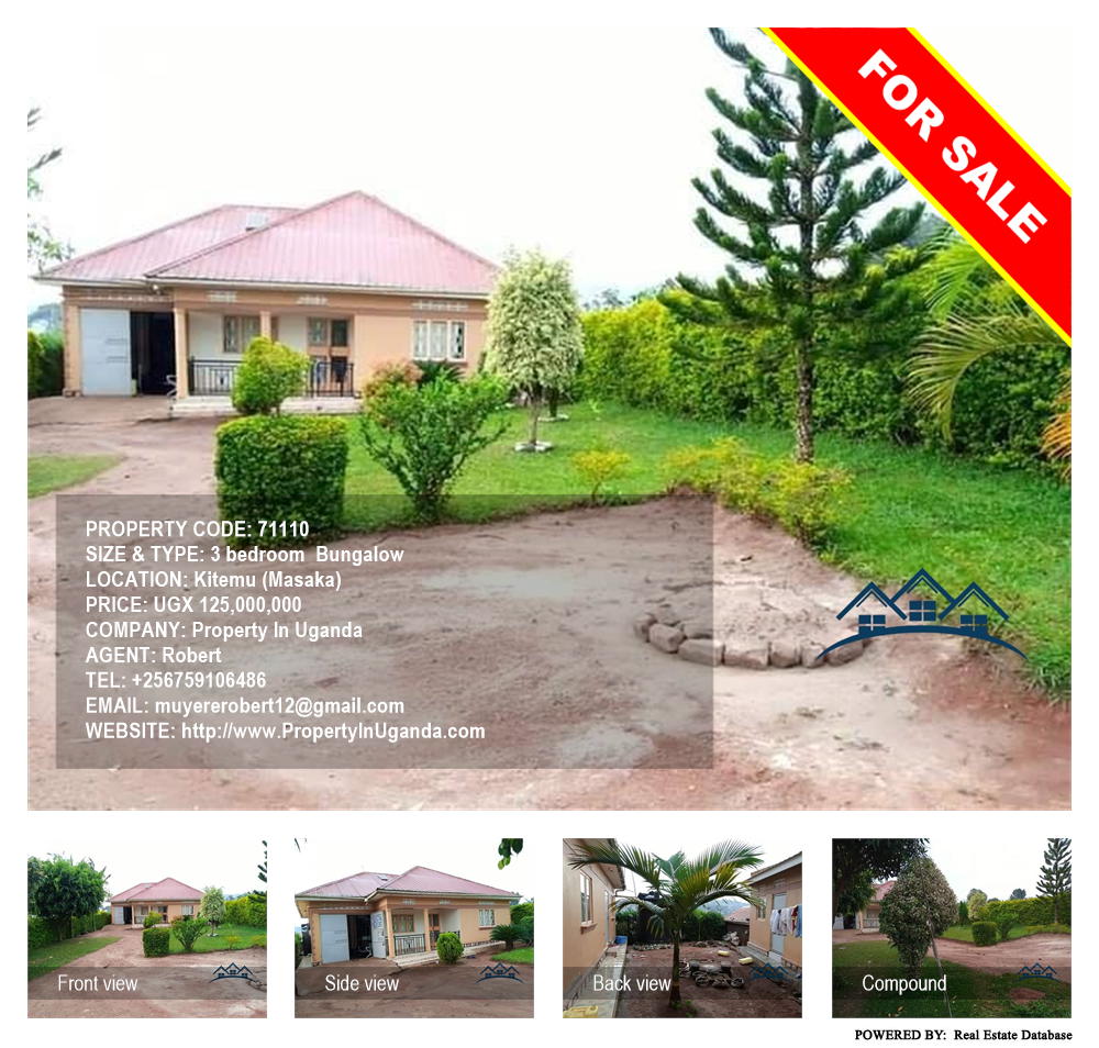 3 bedroom Bungalow  for sale in Kitemu Masaka Uganda, code: 71110