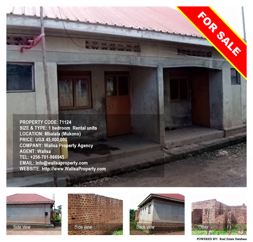 1 bedroom Rental units  for sale in Mbalala Mukono Uganda, code: 71124