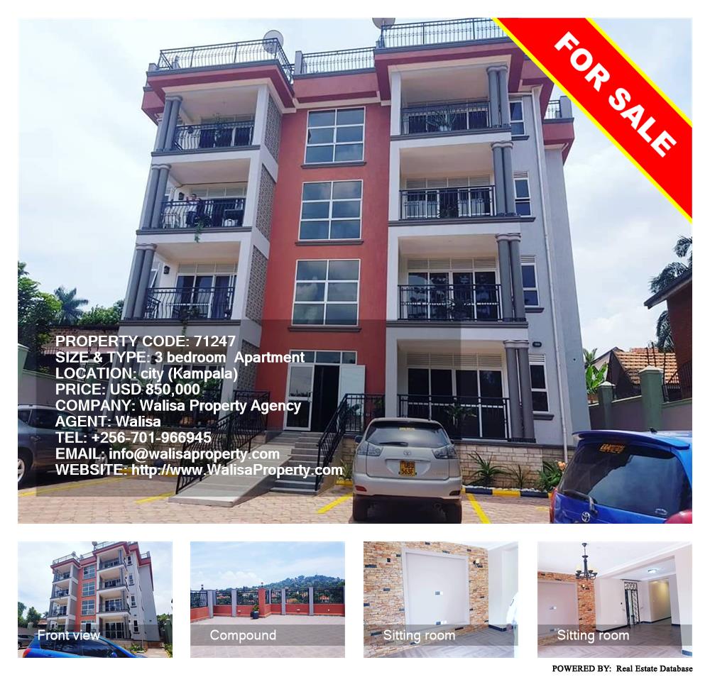 3 bedroom Apartment  for sale in City Kampala Uganda, code: 71247