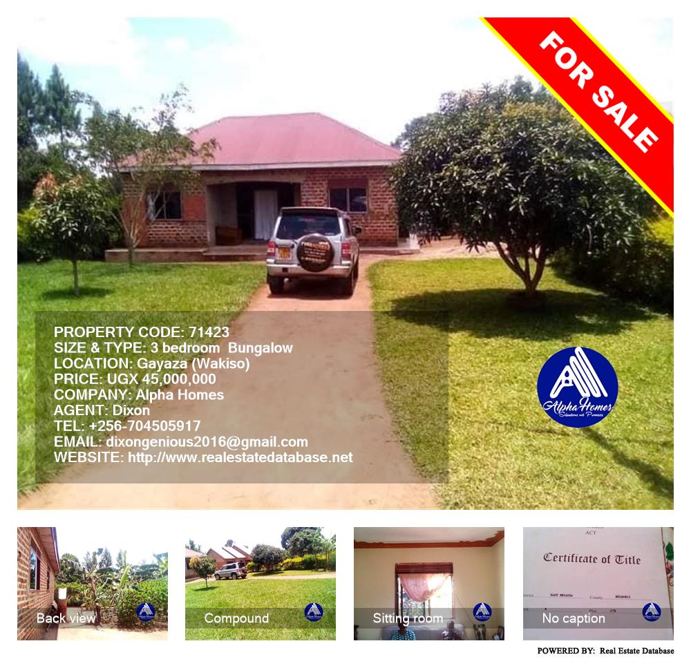 3 bedroom Bungalow  for sale in Gayaza Wakiso Uganda, code: 71423