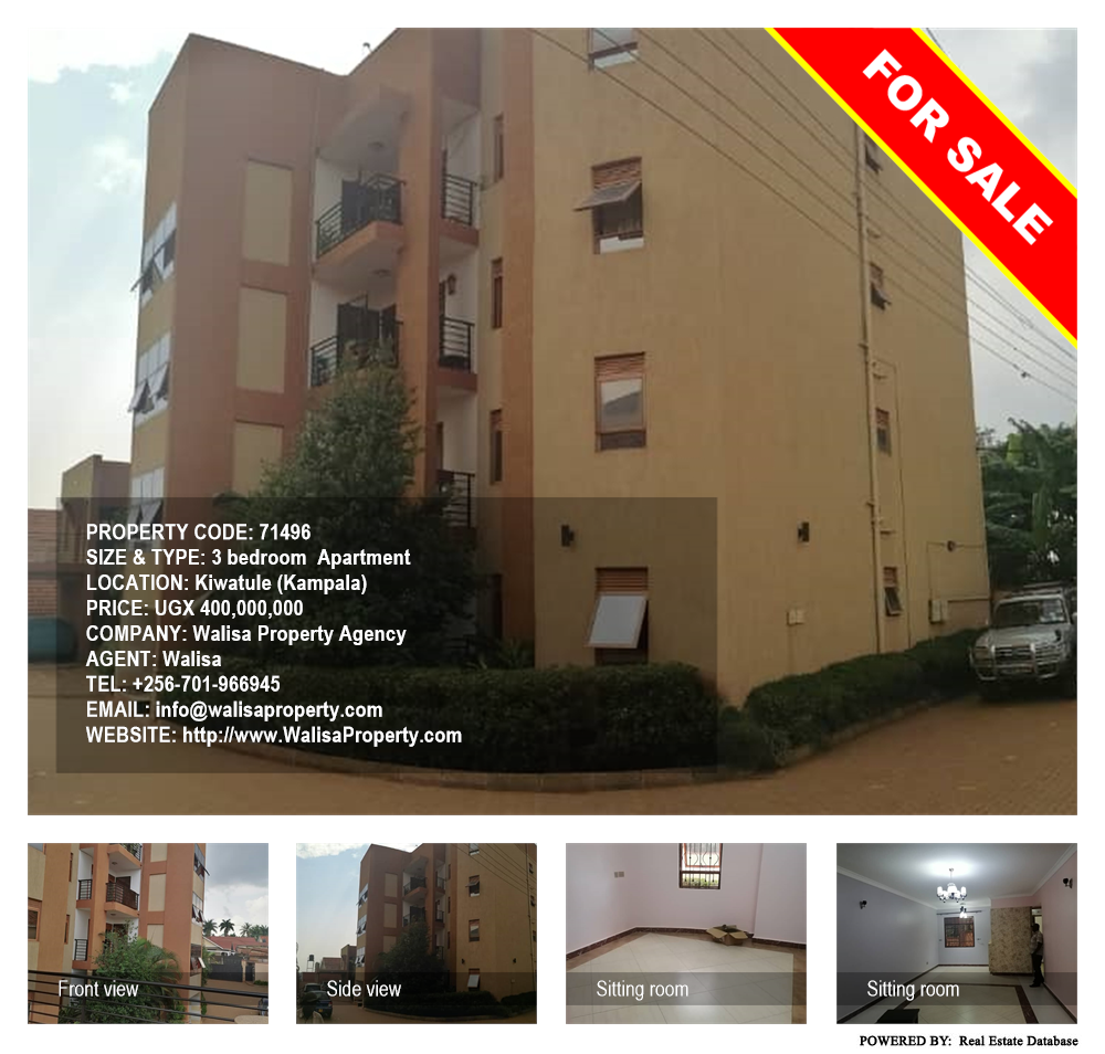 3 bedroom Apartment  for sale in Kiwaatule Kampala Uganda, code: 71496