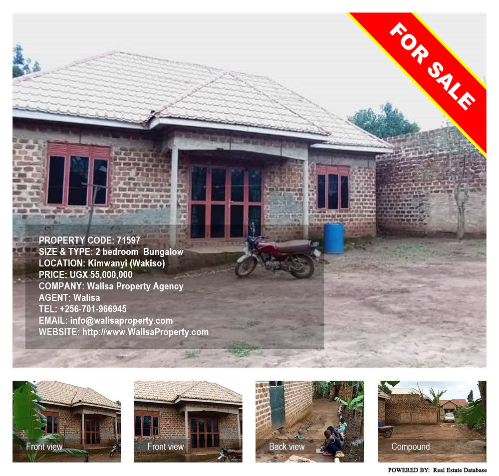 2 bedroom Bungalow  for sale in Kimwanyi Wakiso Uganda, code: 71597