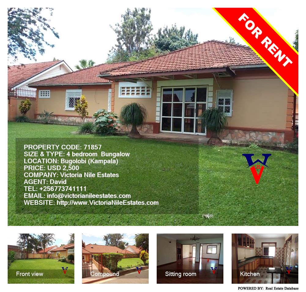 4 bedroom Bungalow  for rent in Bugoloobi Kampala Uganda, code: 71857