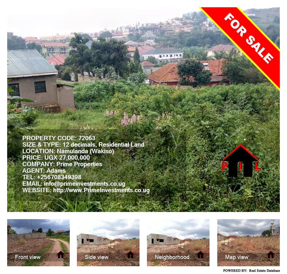 Residential Land  for sale in Namulanda Wakiso Uganda, code: 72063