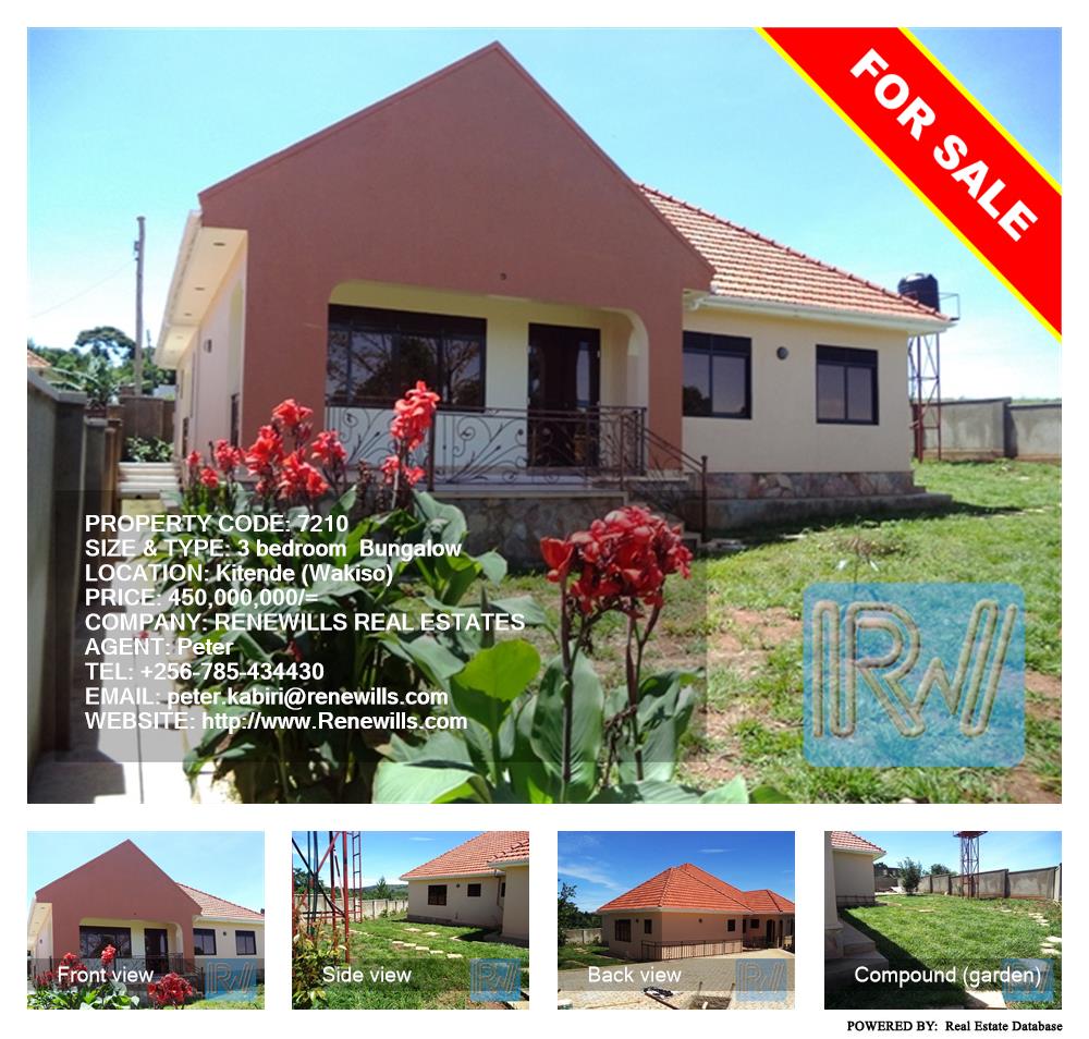 3 bedroom Bungalow  for sale in Kitende Wakiso Uganda, code: 7210