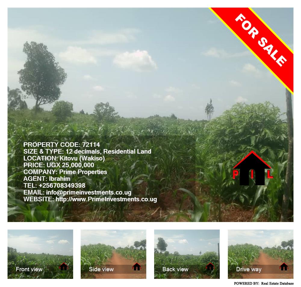 Residential Land  for sale in Kitovu Wakiso Uganda, code: 72114