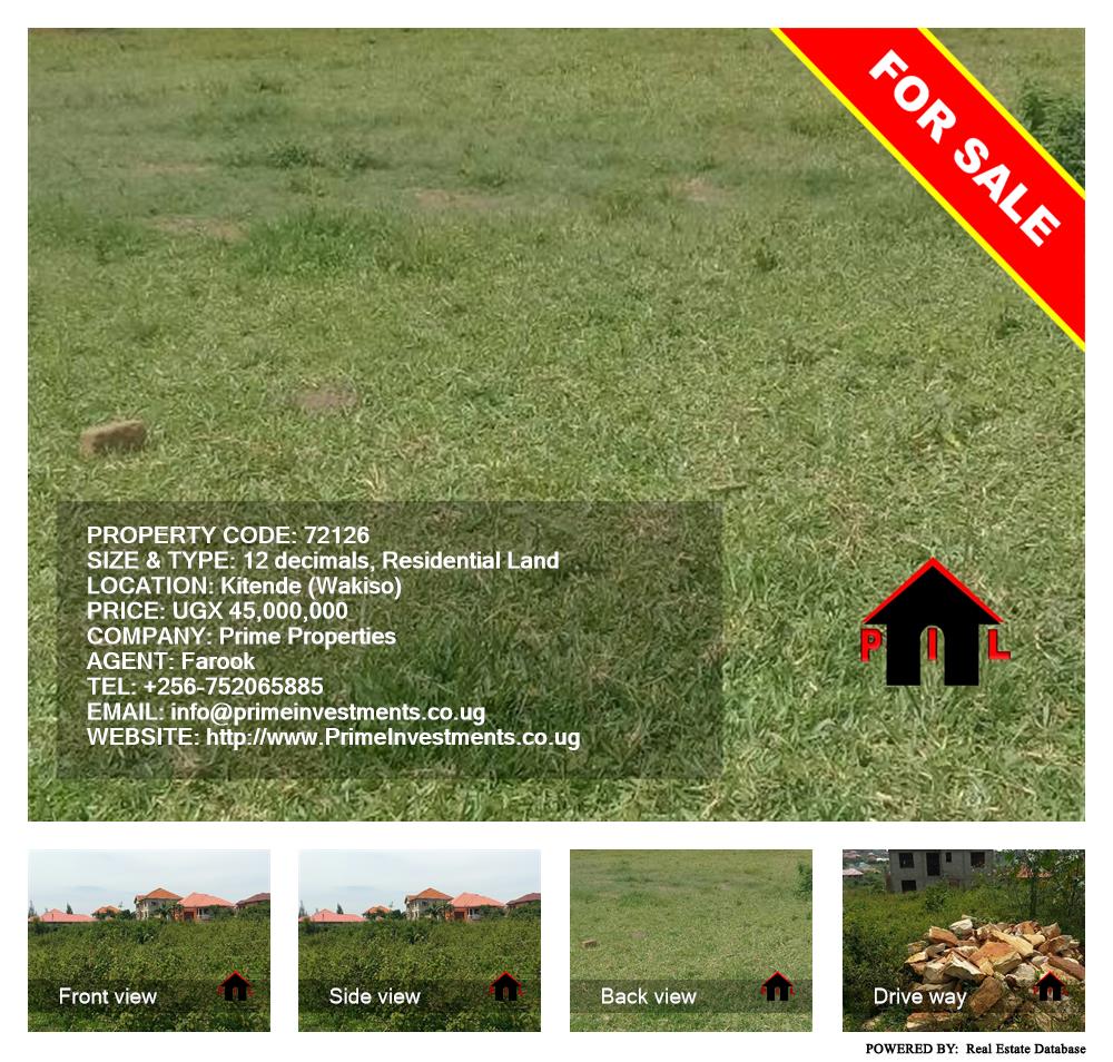 Residential Land  for sale in Kitende Wakiso Uganda, code: 72126