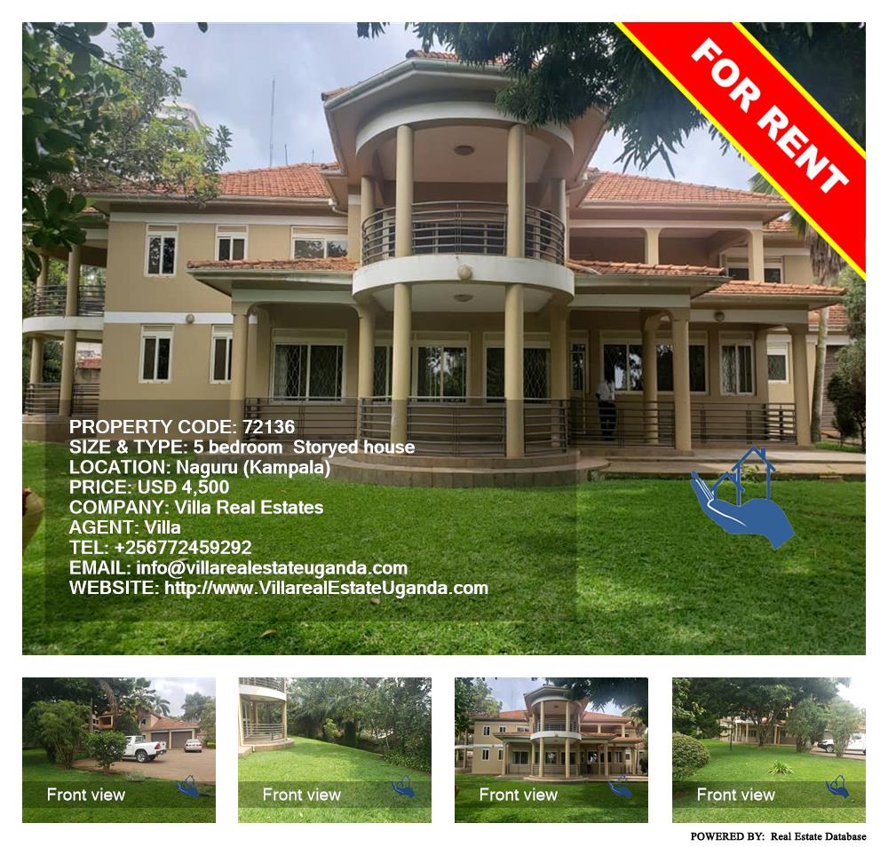 5 bedroom Storeyed house  for rent in Naguru Kampala Uganda, code: 72136