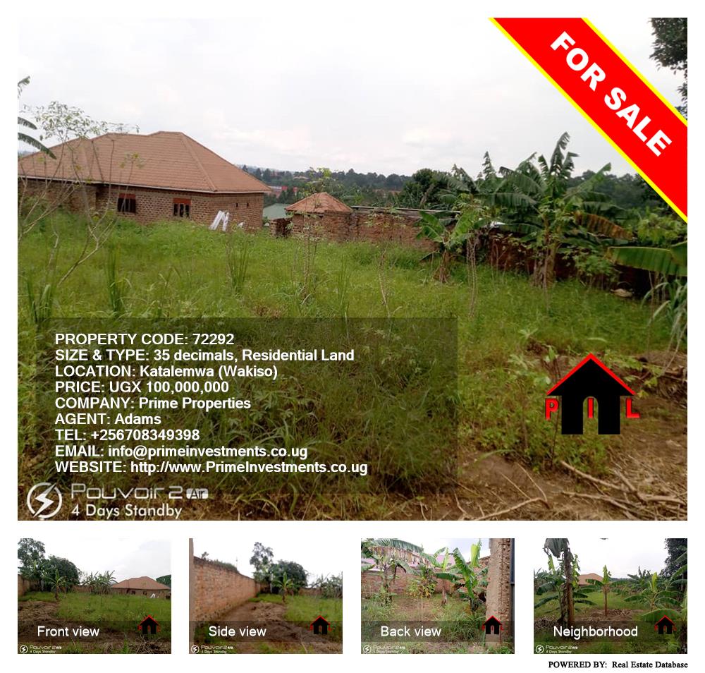 Residential Land  for sale in Katalemwa Wakiso Uganda, code: 72292