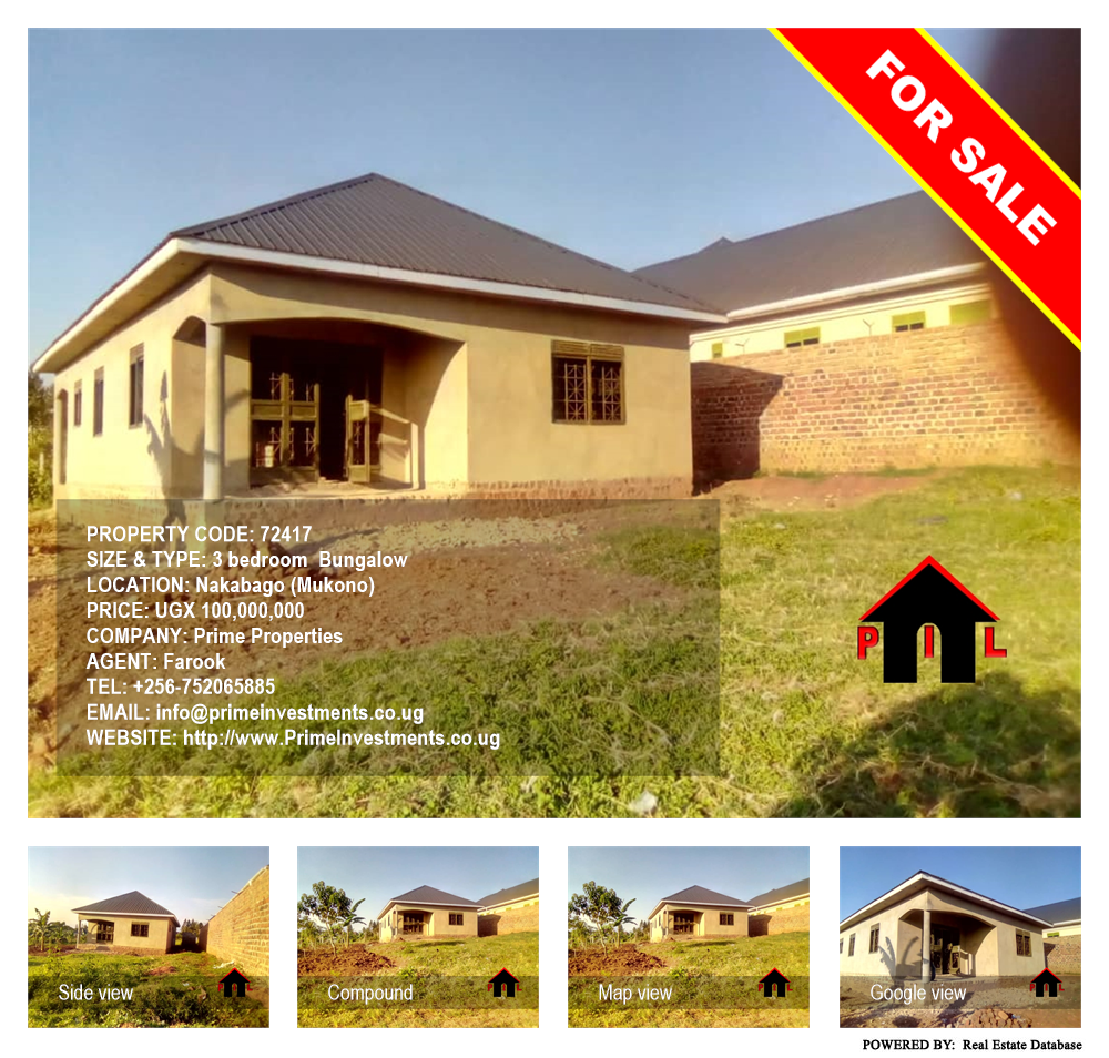 3 bedroom Bungalow  for sale in Nakabago Mukono Uganda, code: 72417