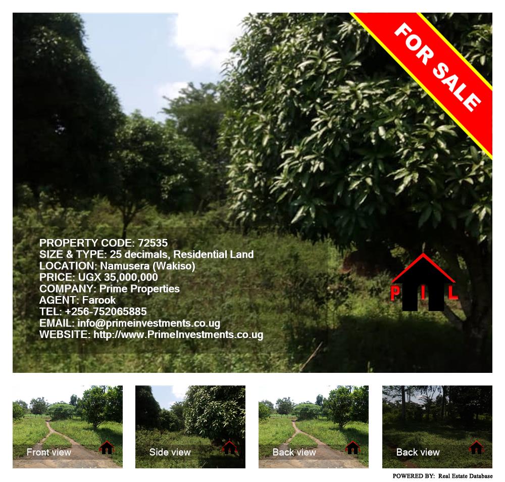 Residential Land  for sale in Namusela Wakiso Uganda, code: 72535