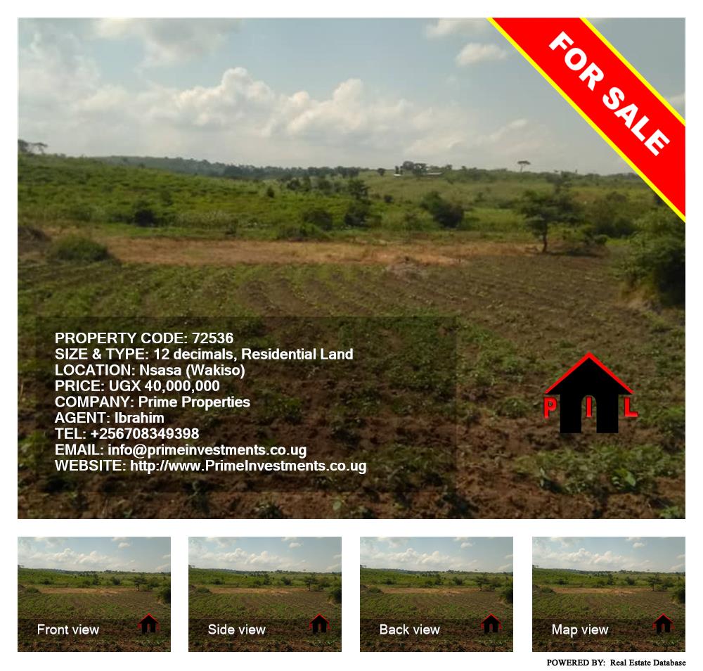 Residential Land  for sale in Nsasa Wakiso Uganda, code: 72536