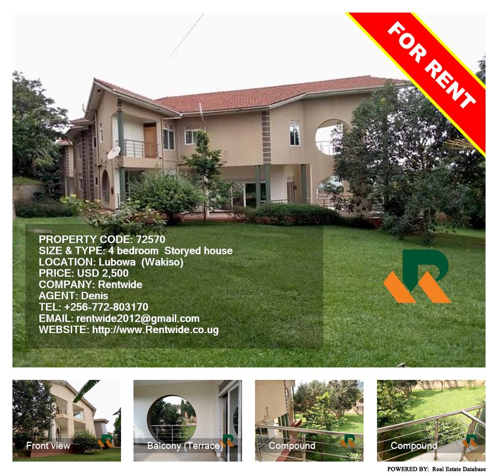 4 bedroom Storeyed house  for rent in Lubowa Wakiso Uganda, code: 72570