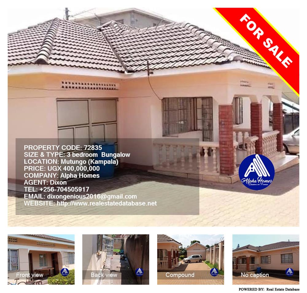 3 bedroom Bungalow  for sale in Mutungo Kampala Uganda, code: 72835