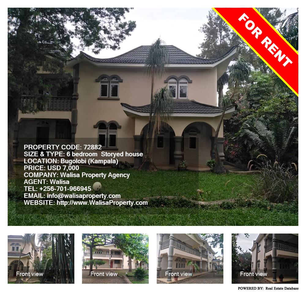 6 bedroom Storeyed house  for rent in Bugoloobi Kampala Uganda, code: 72882