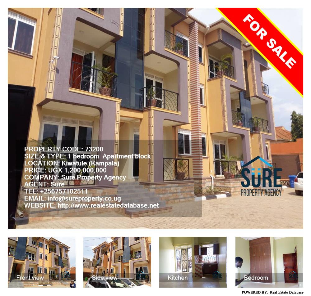 1 bedroom Apartment block  for sale in Kiwaatule Kampala Uganda, code: 73200