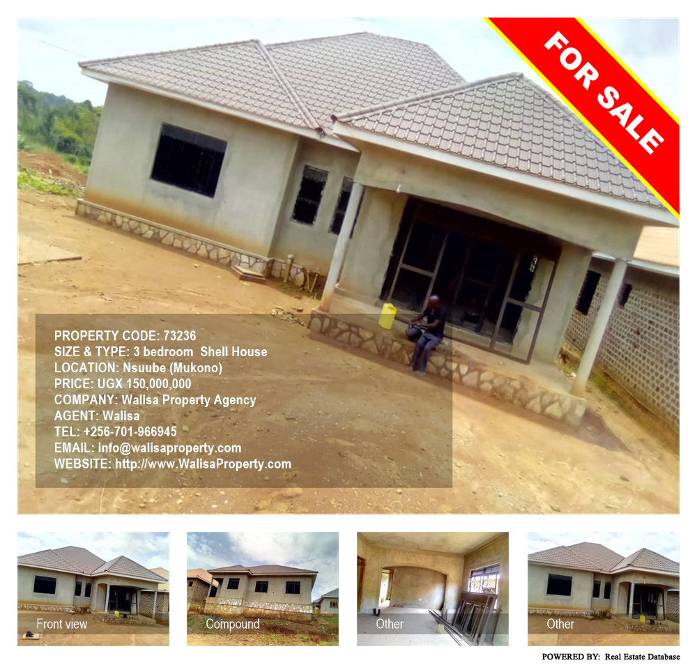 3 bedroom Shell House  for sale in Nsuube Mukono Uganda, code: 73236