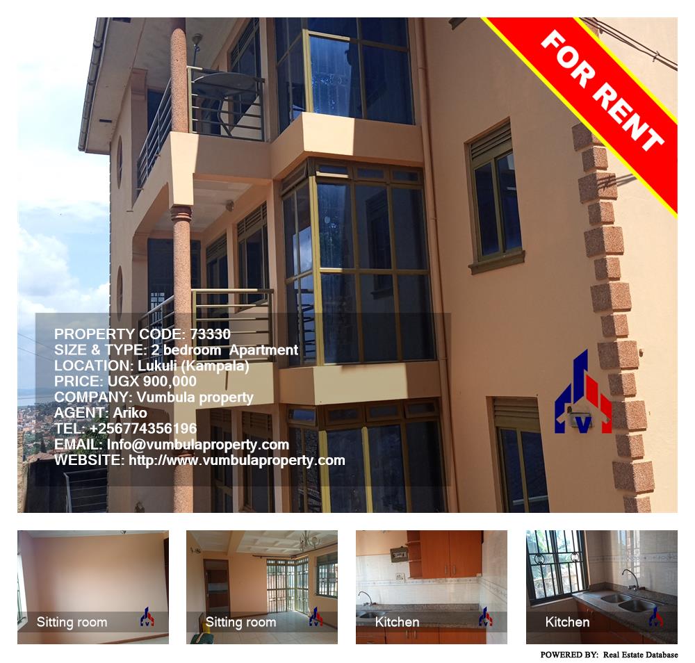 2 bedroom Apartment  for rent in Lukuli Kampala Uganda, code: 73330