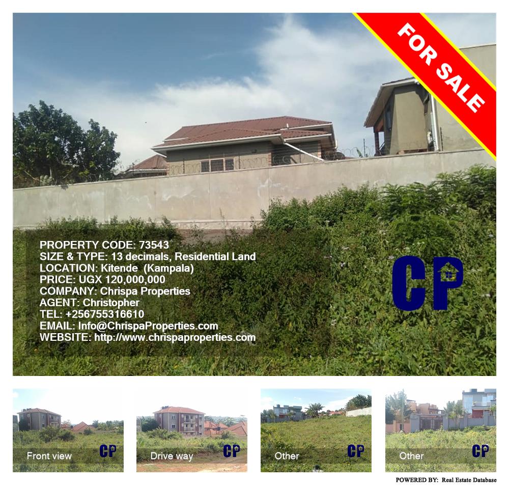 Residential Land  for sale in Kitende Kampala Uganda, code: 73543