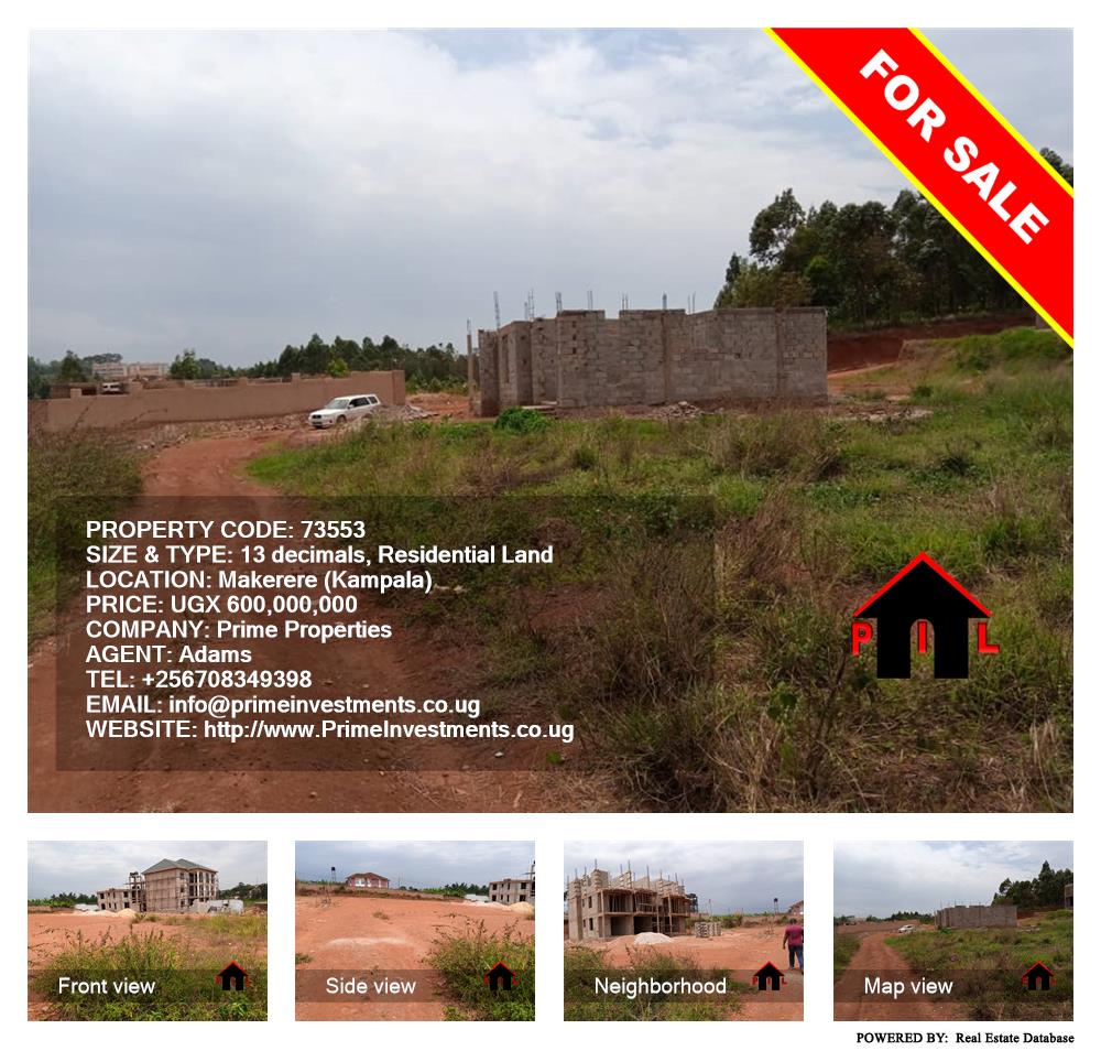 Residential Land  for sale in Makerere Kampala Uganda, code: 73553