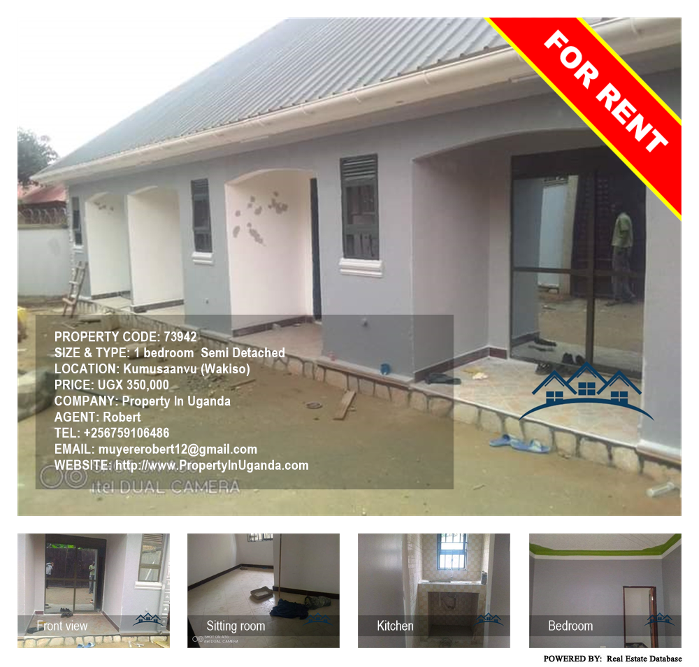 1 bedroom Semi Detached  for rent in Kumusaanvu Wakiso Uganda, code: 73942