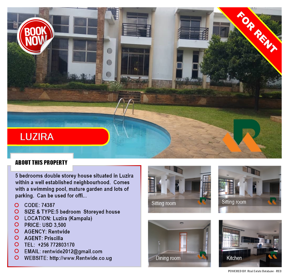5 bedroom Storeyed house  for rent in Luzira Kampala Uganda, code: 74387
