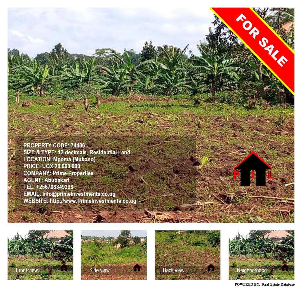 Residential Land  for sale in Mpoma Mukono Uganda, code: 74486