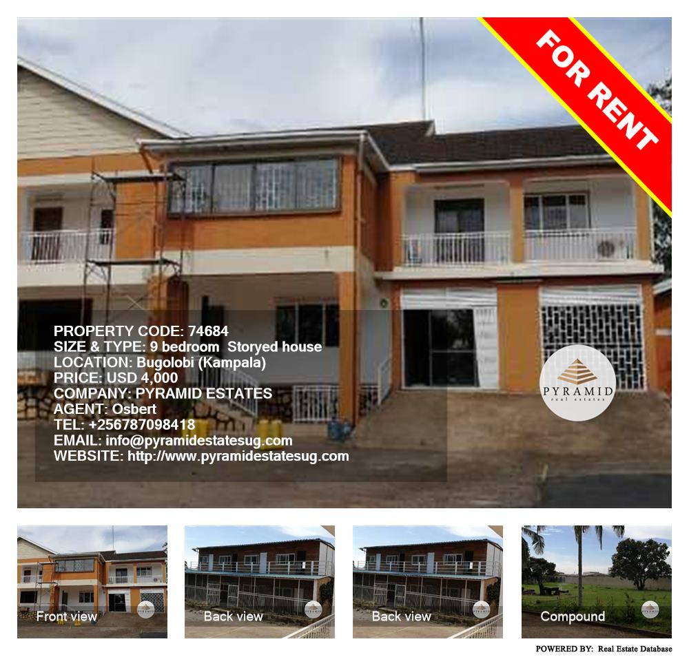 9 bedroom Storeyed house  for rent in Bugoloobi Kampala Uganda, code: 74684