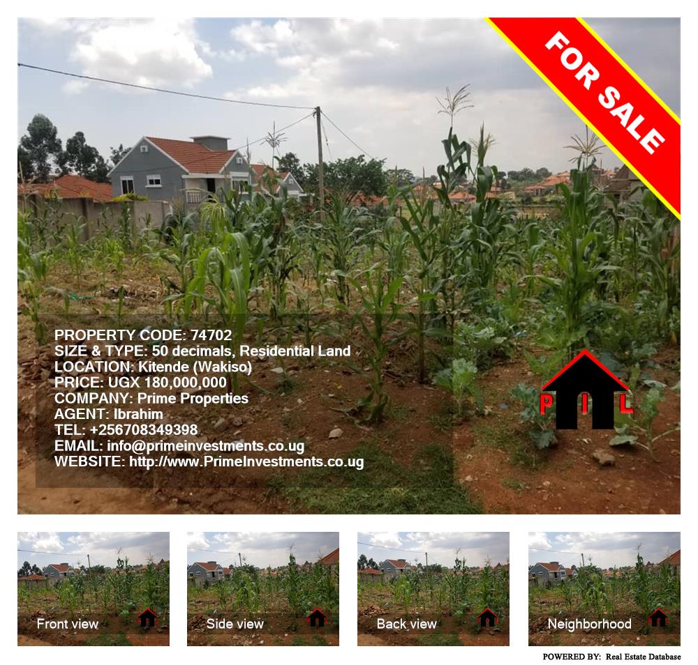 Residential Land  for sale in Kitende Wakiso Uganda, code: 74702