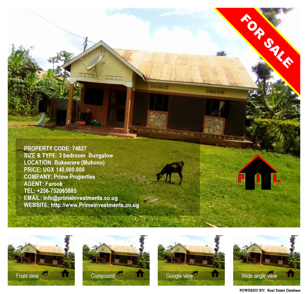 3 bedroom Bungalow  for sale in Bukeelele Mukono Uganda, code: 74827