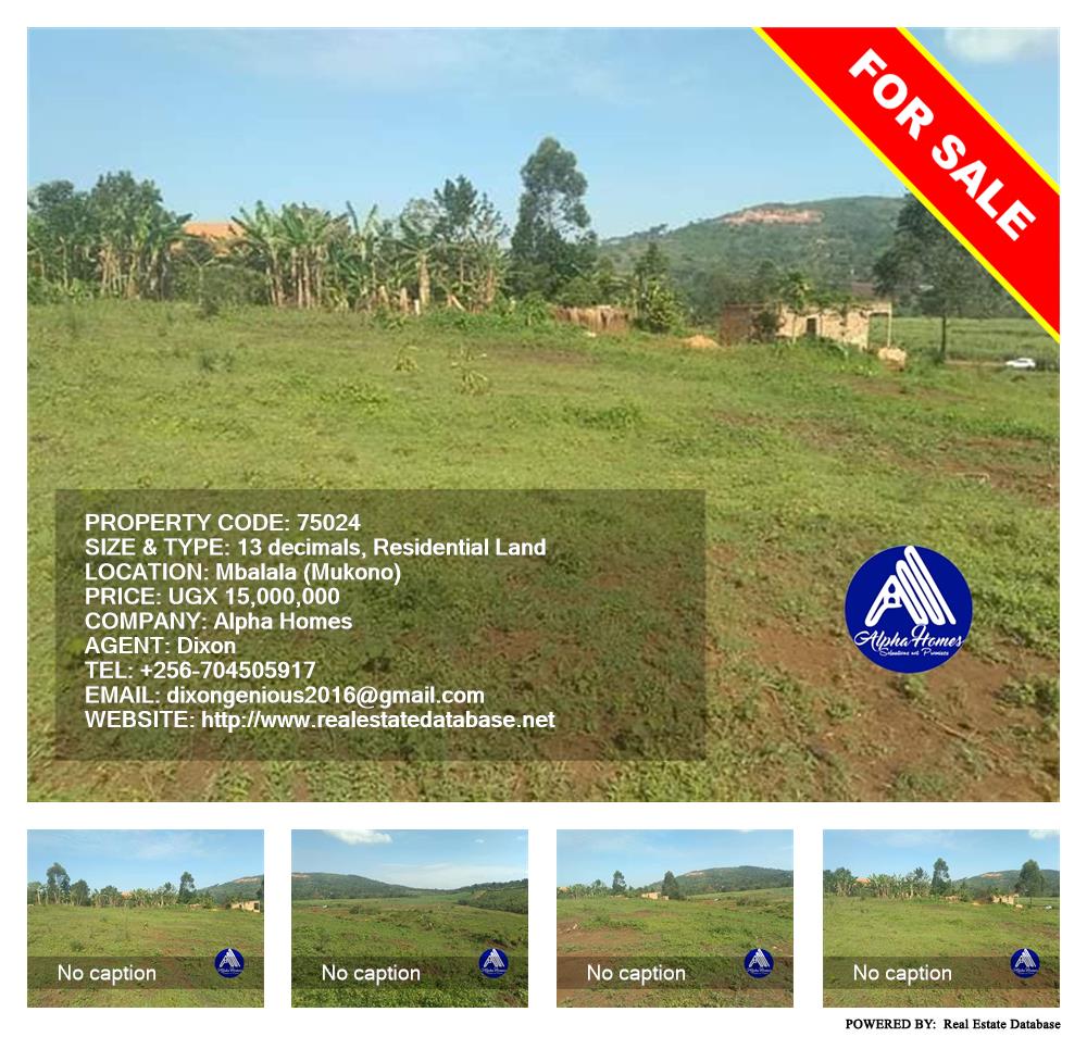 Residential Land  for sale in Mbalala Mukono Uganda, code: 75024