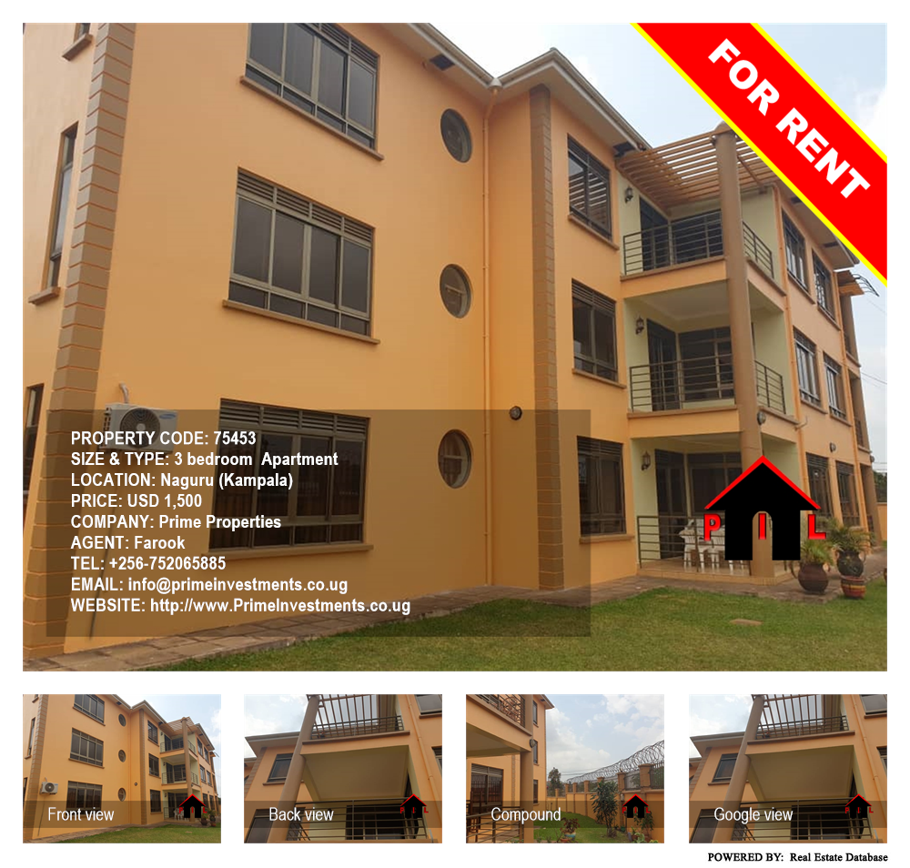 3 bedroom Apartment  for rent in Naguru Kampala Uganda, code: 75453