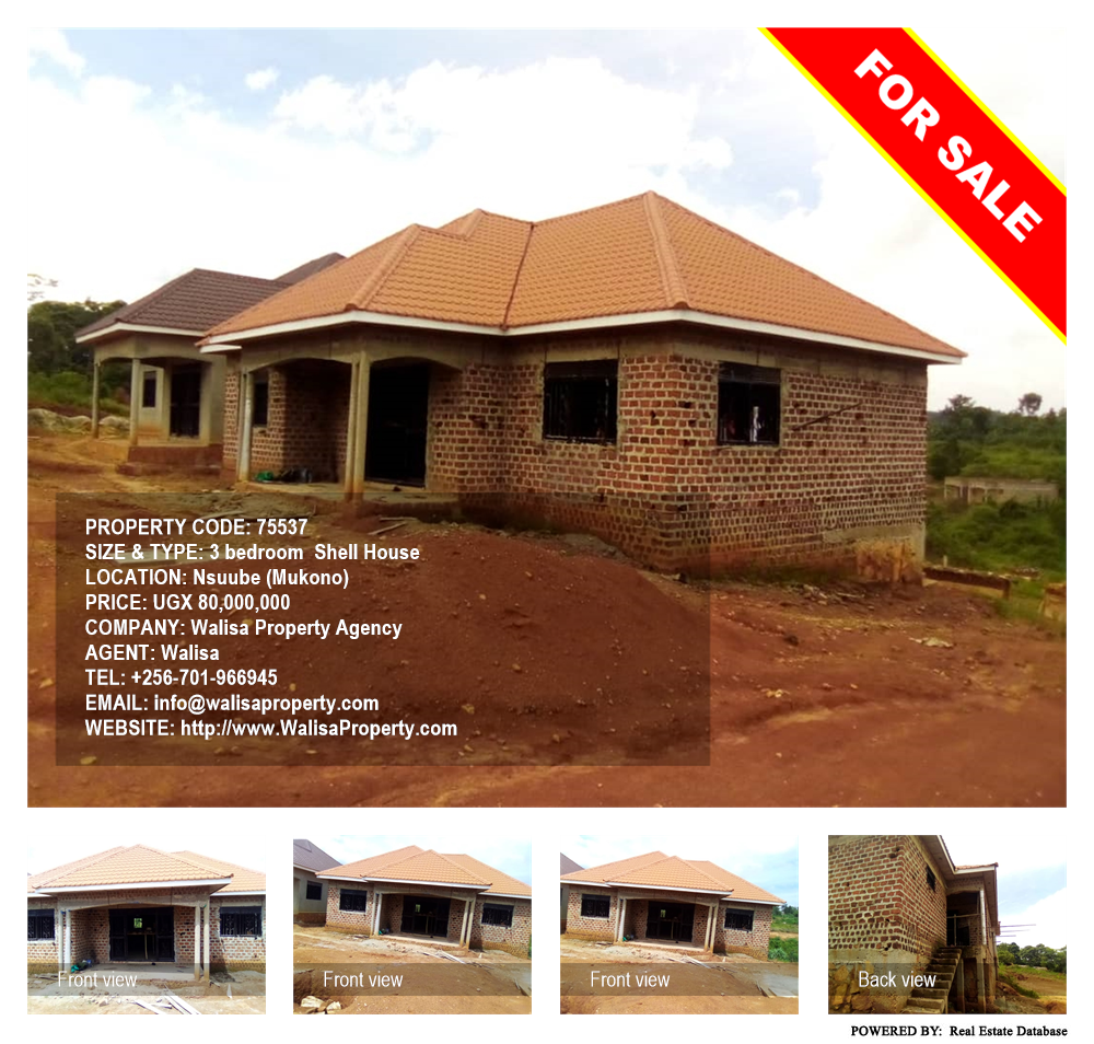 3 bedroom Shell House  for sale in Nsuube Mukono Uganda, code: 75537