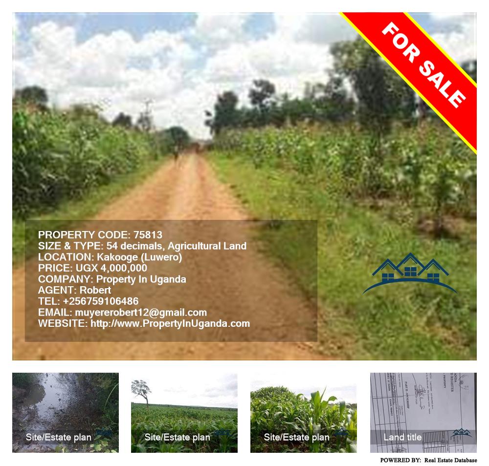 Agricultural Land  for sale in Kakooge Luweero Uganda, code: 75813