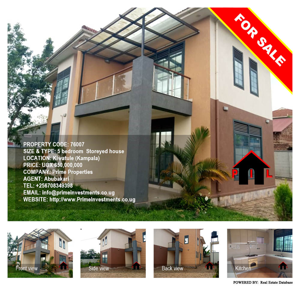 5 bedroom Storeyed house  for sale in Kiwaatule Kampala Uganda, code: 76007