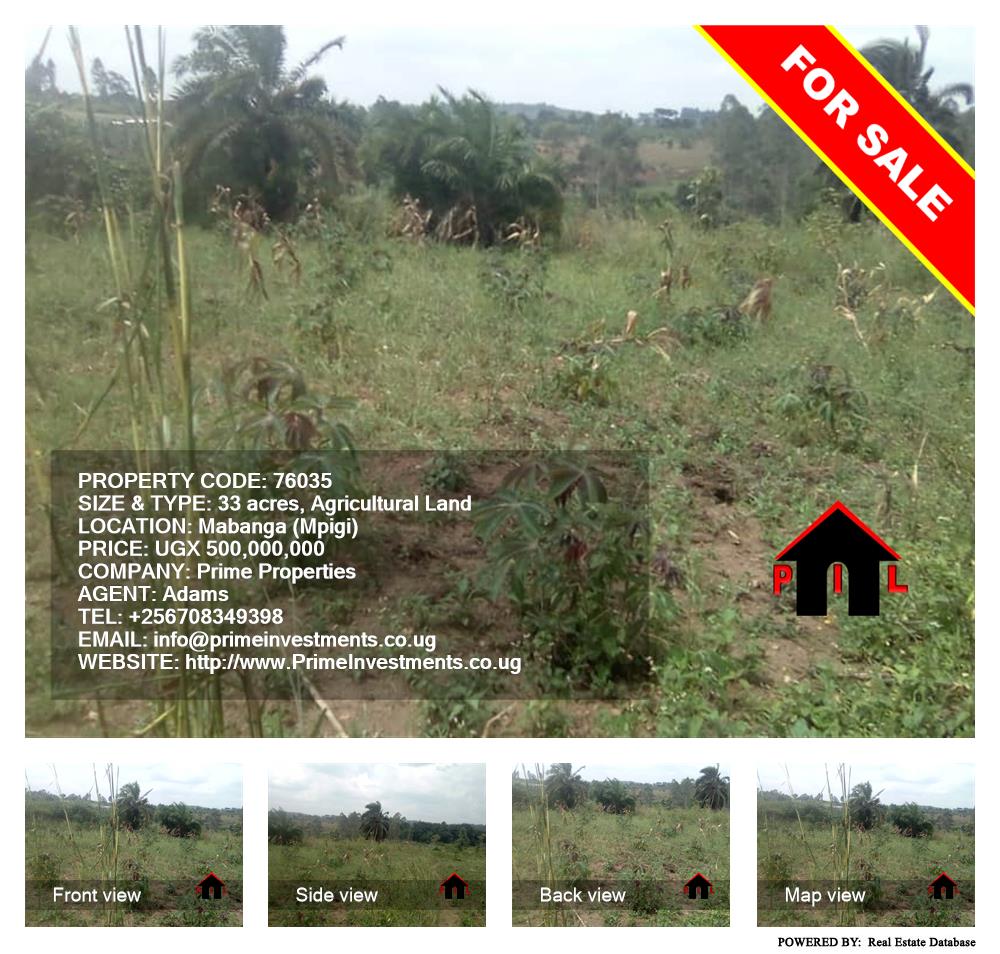 Agricultural Land  for sale in Mabanga Mpigi Uganda, code: 76035