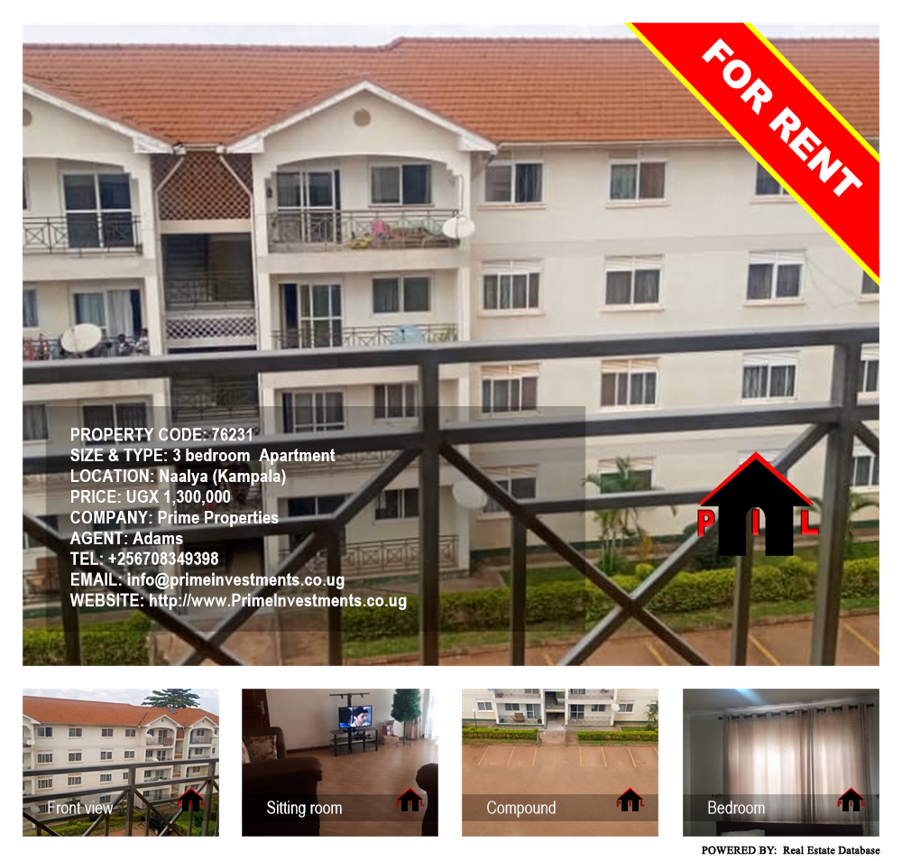 3 bedroom Apartment  for rent in Naalya Kampala Uganda, code: 76231