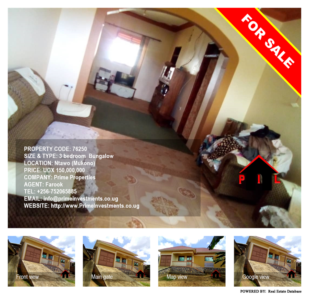 3 bedroom Bungalow  for sale in Ntawo Mukono Uganda, code: 76250