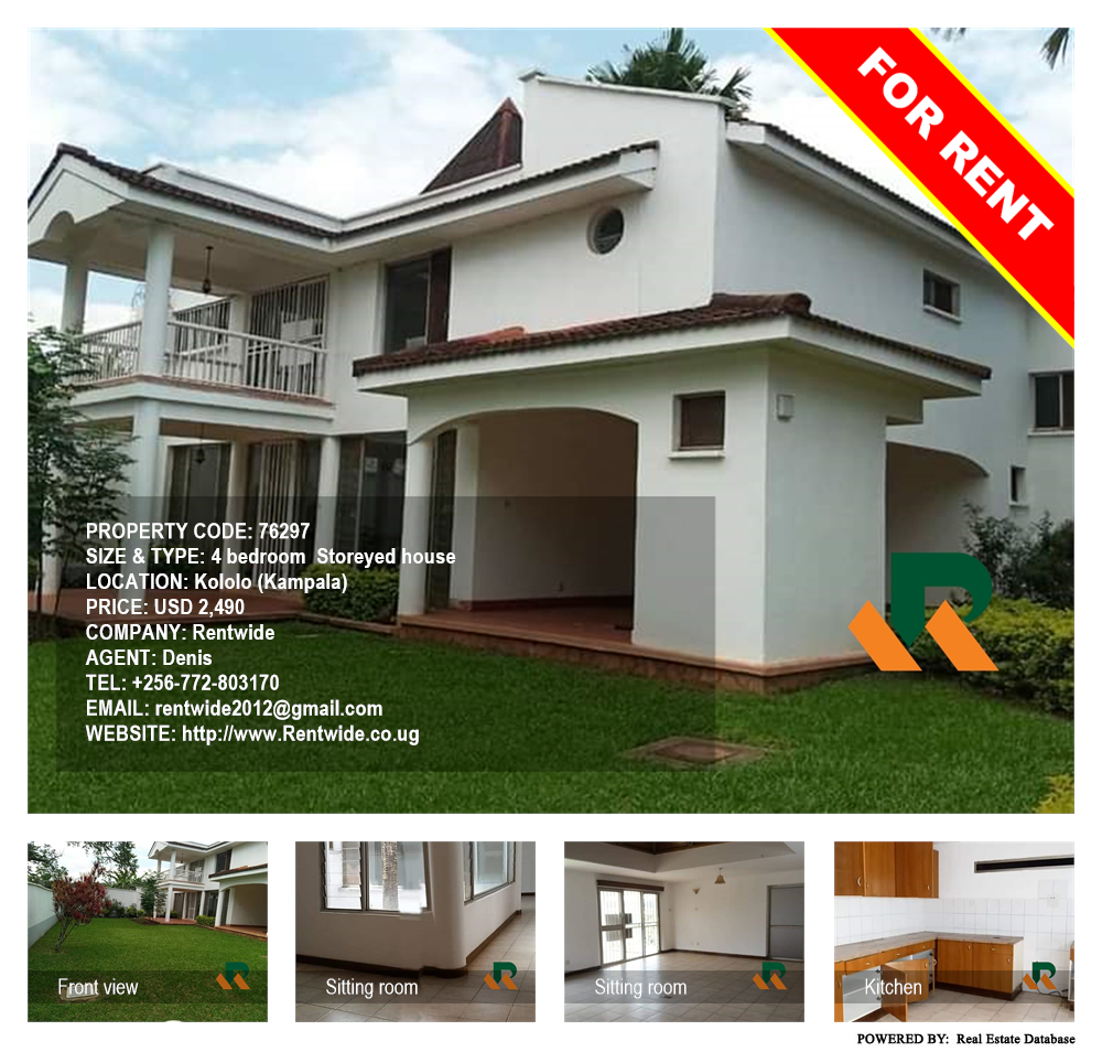 4 bedroom Storeyed house  for rent in Kololo Kampala Uganda, code: 76297