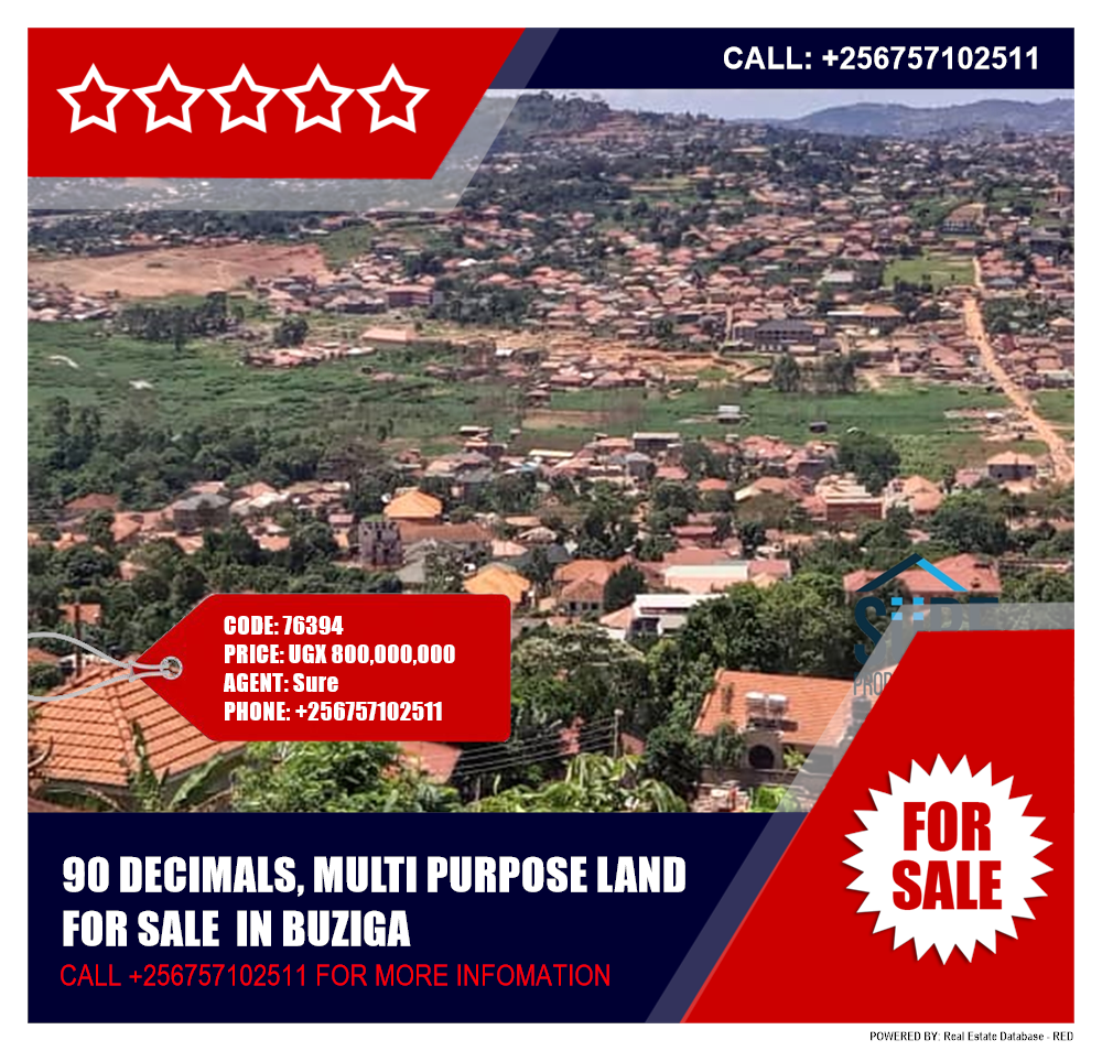 Multipurpose Land  for sale in Buziga Kampala Uganda, code: 76394