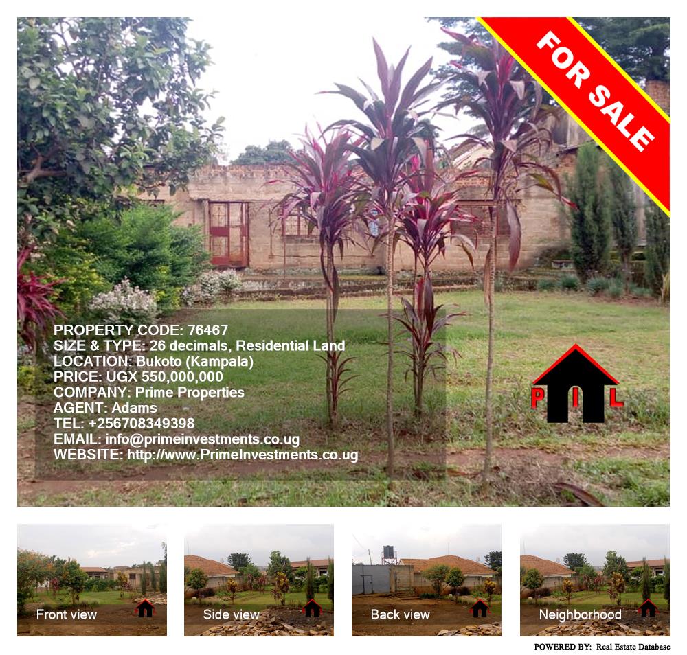 Residential Land  for sale in Bukoto Kampala Uganda, code: 76467